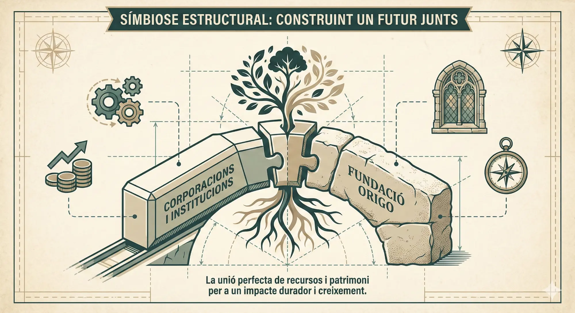 Infografia: aliances corporatives i institucionals amb la Fundació Origo.
